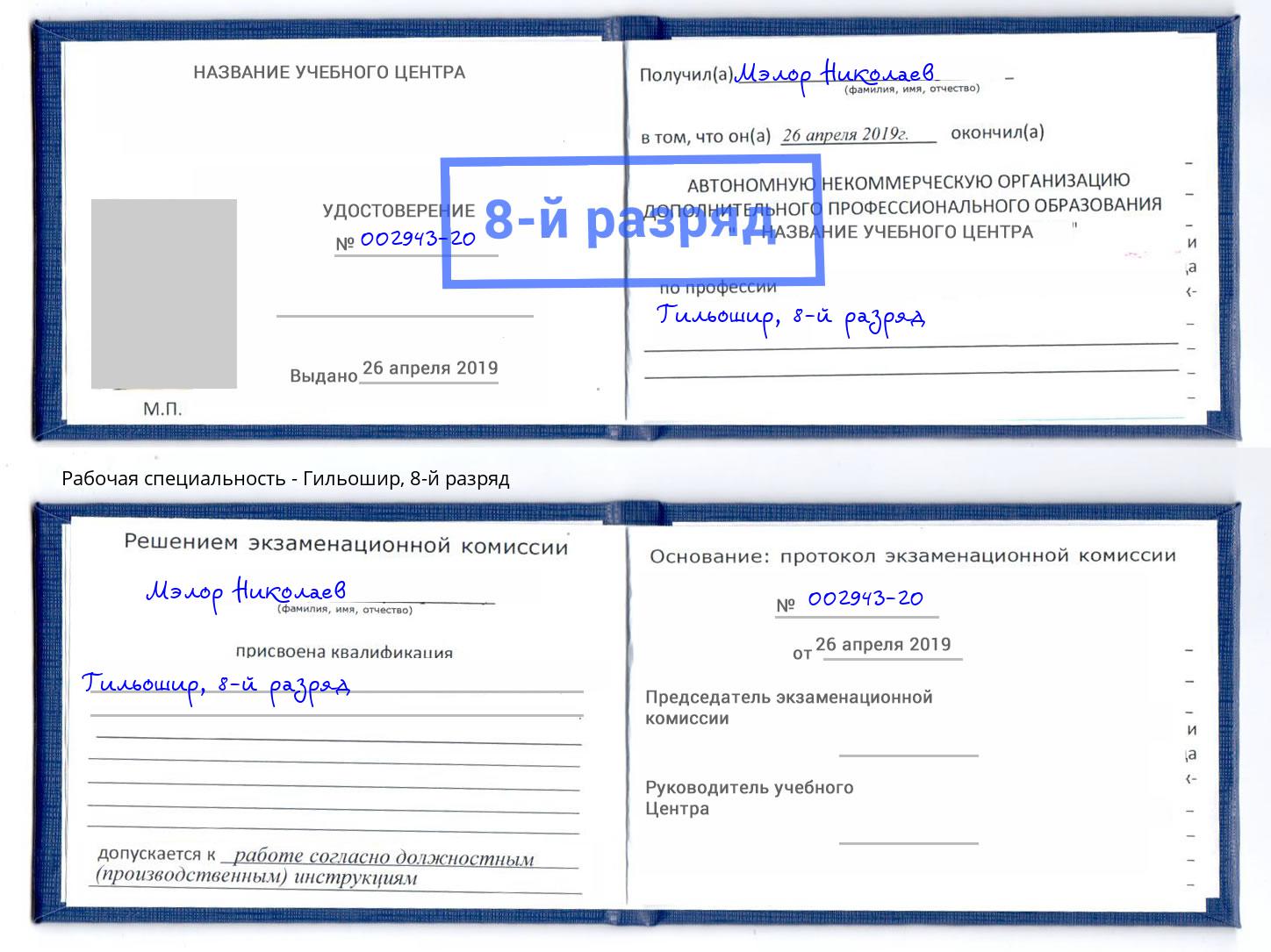 корочка 8-й разряд Гильошир Воркута